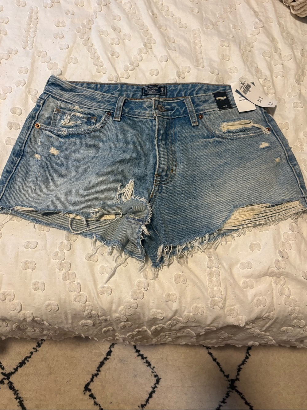 Abercrombie & Fitch Light Blue Distressed Denim Cutoff Shorts